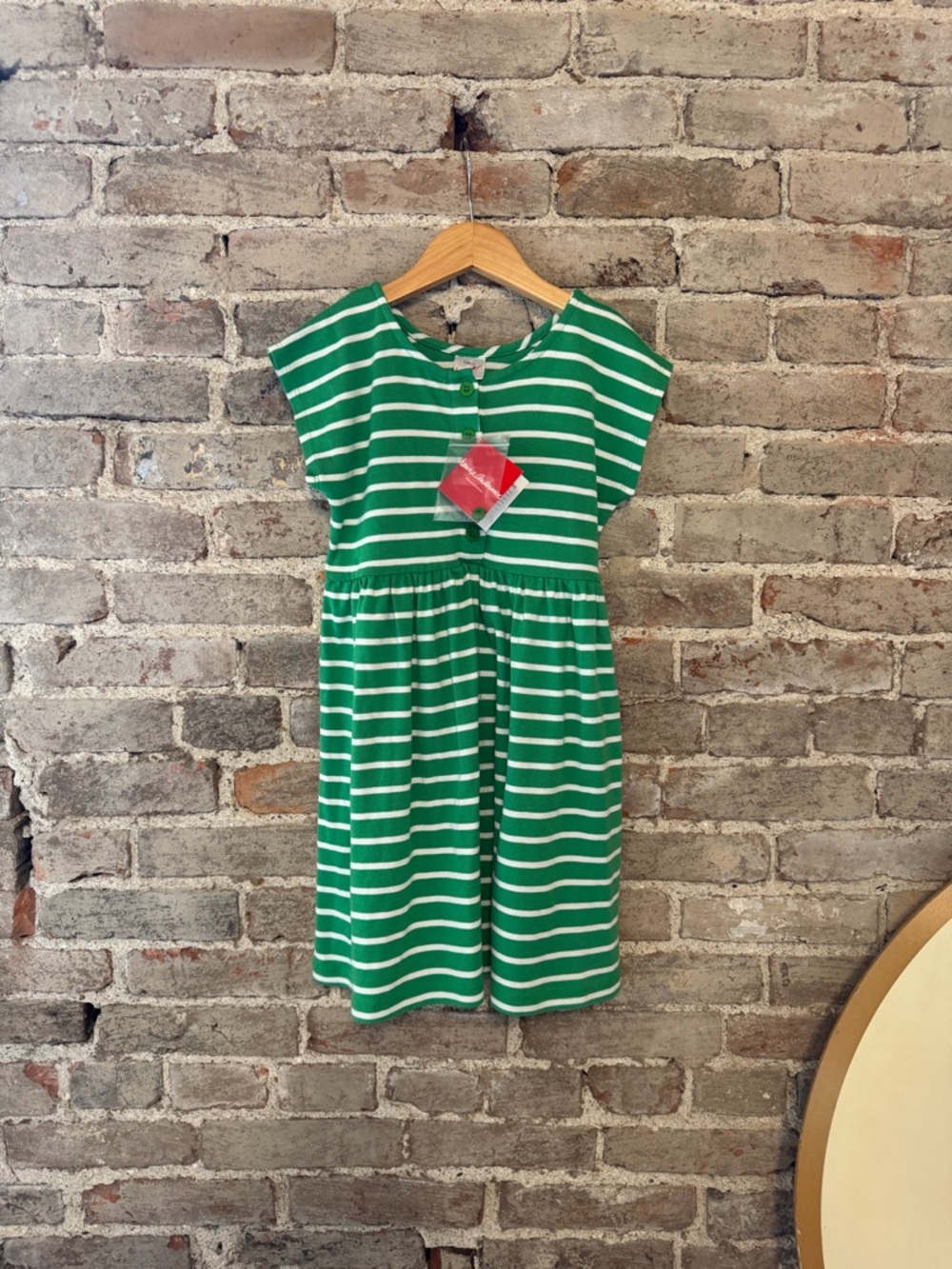 Hannah Green & White Striped Casual Dress